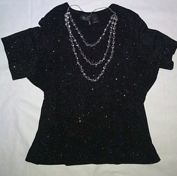 🎈SALE Solid Black Mesh -like w Metallic Sparkles - Picture 2 of 8